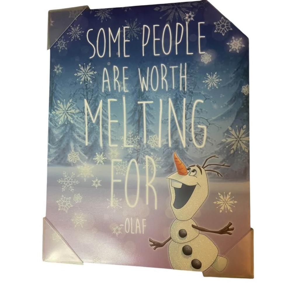 Disney Frozen Decor Wall Hanging Canvas Print Art Olaf Approx 18" x 14" NEW